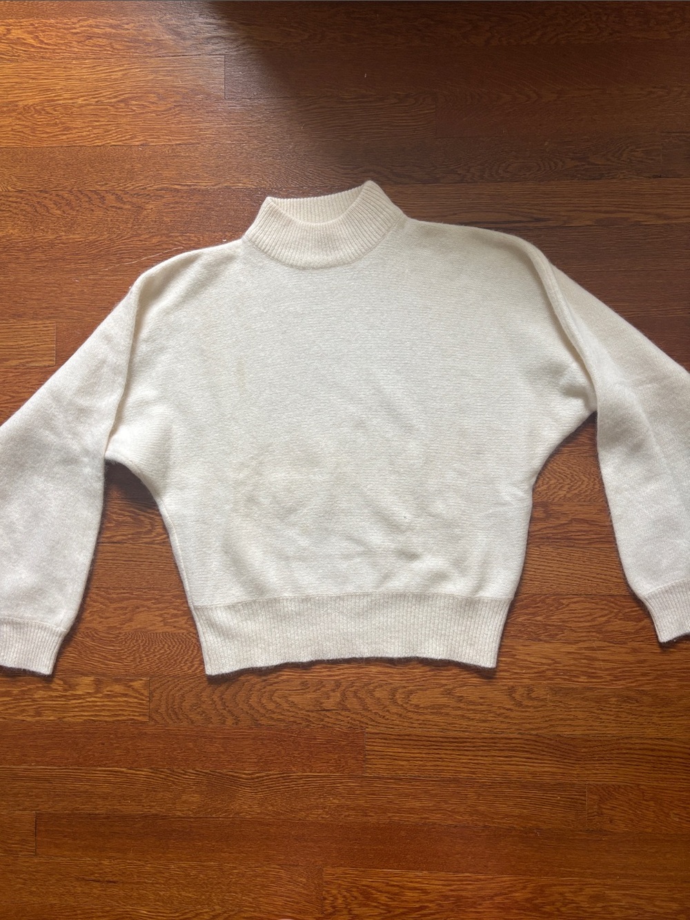 Women’s Cream Rabbit Hair Rafaella Mock Neck Sweater
